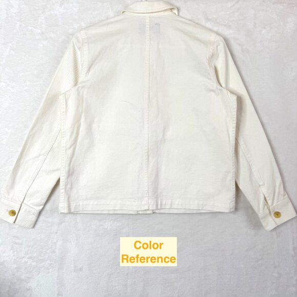 Everlane The Chore Button Front Collared Boxy Denim Jacket Womens XS Cream - Picture 3 of 9